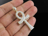 2.22ct Round Cut VVS1D Diamond Pendant Egyptian Ankh Cross 14k YellowGold Finish