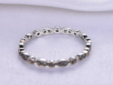 1.1ct Round Cut Black Diamond Stackable Full Eternity Band 14k White Gold Finish