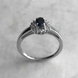 2.2ct Oval Cut Blue Sapphire Diamond Halo Engagement Ring 14k White Gold Finish