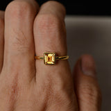 1ct Asscher Cut Yellow Citrine Engagement Ring 14k Yellow Gold Finish Solitaire