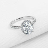 1.7ct Oval Cut Diamond Halo Engagement Ring 14k WhiteGold Over with Round Accent