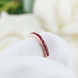 1ct Baguette Pink Ruby Wedding Band Channel Set Half Eternity 14k Rose Gold Over