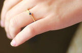 0.4ct Round Cut Blue Sapphire Engagement Ring Minimalist 14k Yellow Gold Finish