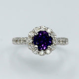 2.3ct Round Cut Purple Amethyst Engagement Ring Diamond Halo 14k White Gold Over