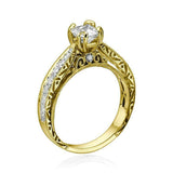 2ct Princess Diamond Antique Inspired Solitaire Accent Ring 14k Yellow Gold Over