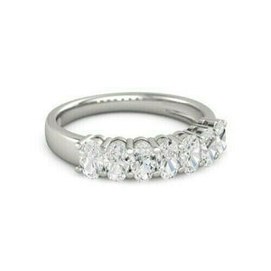 4Ct Oval Cut Diamond Stackable Seven Stone Engagement Ring 14K White Gold Finish