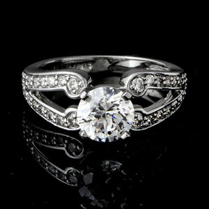 3Ct Round Cut Diamond Split Band Solitaire Engagement Ring 14K White Gold Finish