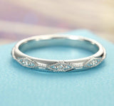 0.5ct Round Cut Diamond Milgrain Eternity Wedding Ring Band 14k White Gold Over