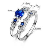 2ct Round Blue Sapphire Engagement Ring 14k White Gold Finish Unique Bridal Set