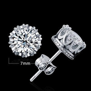 1.5ct Round Cut VVS1D Diamond Crown Solitaire Stud Earrings 14k WhiteGold Finish