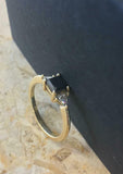 1.2ct Princess Black Diamond Trillion Accent Trilogy Ring 14k Yellow Gold Finish