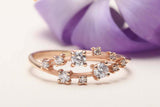 Floral Cluster Open Engagement Ring 1.5ct Round Cut Diamond 14k Rose Gold Finish