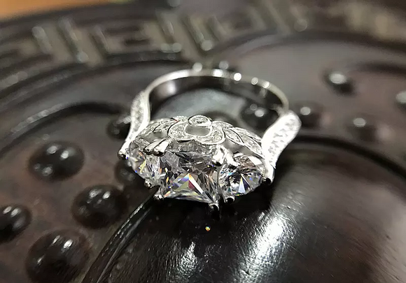 5Ct Princess Cut Diamond Cocktail Vintage Engagement Ring 14K White Gold Finish