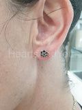 2ct Round Cut Simulated Black Diamond Floral Stud Earrings 14k YellowGold Plated