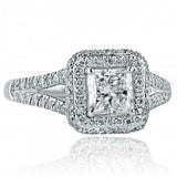 1.56ct Princess Diamond Engagement Ring Dual Halo Split Band 14k White Gold Over