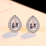 2ct Pear Cut Diamond Halo Pear Shape Design Stud Earrings 14k White Gold Finish