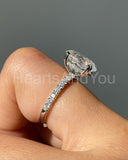 1ct Oval Cut Simulated Diamond Hidden Halo Heart Prong Ring 14k WhiteGold Plated