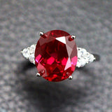 3ct Oval Cut Ruby Diamond Petite Round Accents Solitaire Ring 14k Rose Gold Over