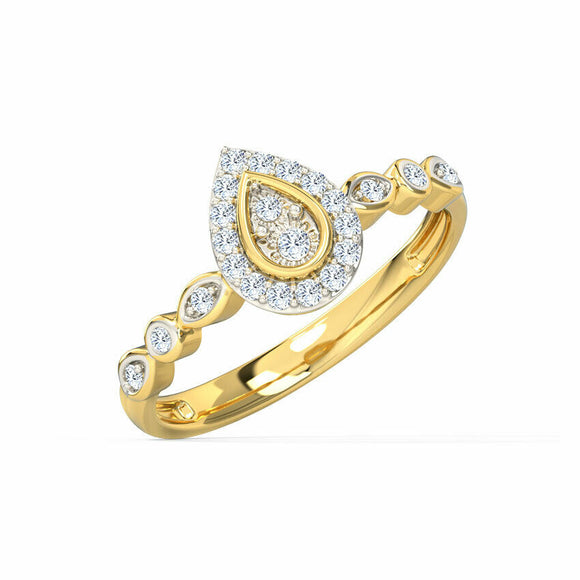 2.1ct Engagement Ring Round Cut Diamond Accent Halo Design 14k YellowGold Finish