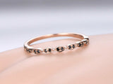 0.8ct Round Cut Black Diamond Wedding Band Half Eternity 14k Rose Gold Finish