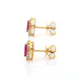 1.65ct Stud Earrings Marquise Cut Pink Ruby Halo 14k Yellow Gold Finish