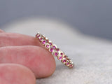 1ct Round Cut Pink Sapphire Wedding Band Bezel Set Stackable 14k YellowGold Over