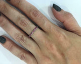 1ct Round Cut Pink Ruby Wedding Band Ring Half Eternity 18k White Gold Finish