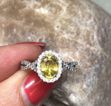 1.63ct Oval Cut Yellow Sapphire Engagement Ring Infinity Band 14k WhiteGold Over