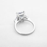 1.5ct Radiant Diamond Engagement Ring Baguette Accent Trilogy 14k WhiteGold Over