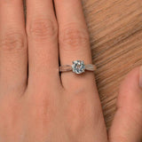 1ct Engagement Ring Round Cut Diamond Solitaire Milgrain 14k White Gold Finish