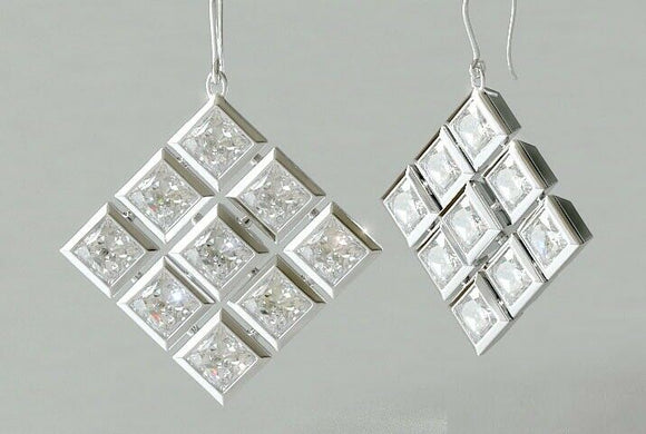 2ct Princess Cut Diamond Elegant Stylish Drop Earrings 14k White Gold Finish