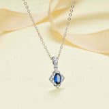 0.6ct Oval Cut Blue Sapphire Diamond Style Pendant with Chain 14k WhiteGold Over