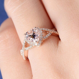 2ct Heart Cut Morganite Engagement Ring Split Shank Infinity 14k Rose Gold Over