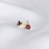 1.2ct Heart Cut Red Garnet Solitaire Stud Earrings Women 14k Yellow Gold Finish