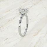 1.5ct Oval Cut Diamond Engagement Ring Hidden Halo Solitaire 14k White Gold Over