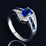 4ct Oval Cut Blue Sapphire Engagement Ring 14k White Gold Over Classic Solitaire