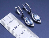 2ct Marquise Cut Blue Aquamarine Stylish Tear Drop Earrings 14k WhiteGold Finish