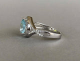 2ct Pear Cut Blue Aquamarine Halo Infinity Engagement Ring 14k White Gold Finish