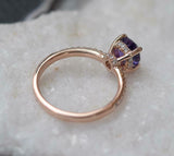 1.5ct Oval Cut Purple Amethyst Engagement Ring Hidden Halo 14k Rose Gold Finish