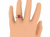 2ct Princess Cut Pink Ruby Bridal Set Band Engagement Ring 14k Rose Gold Finish