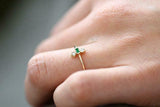 0.3ct Baguette Cut Green Emerald Minimalist Engagement Ring 10k Yellow Gold Over