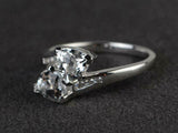 2ct Engagement Ring Trillion Cut Diamond Bypass Style Design 14k White Gold Over