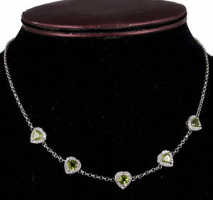 2.4ct Green Peridot Pendant with Chain Pear Cut Partywear 14k White Gold Finish