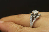 1.5ct Round Cut VVS1D Diamond Engagement Ring 14k White Gold Finish Split Shank