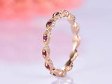 1ct Round Cut Pink Ruby Wedding Band Vintage Full Eternity 14k Rose Gold Finish