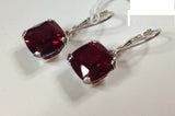 2ct Dangle Earrings Cushion Cut Ruby Solitaire Leverback 14k White Gold Finish