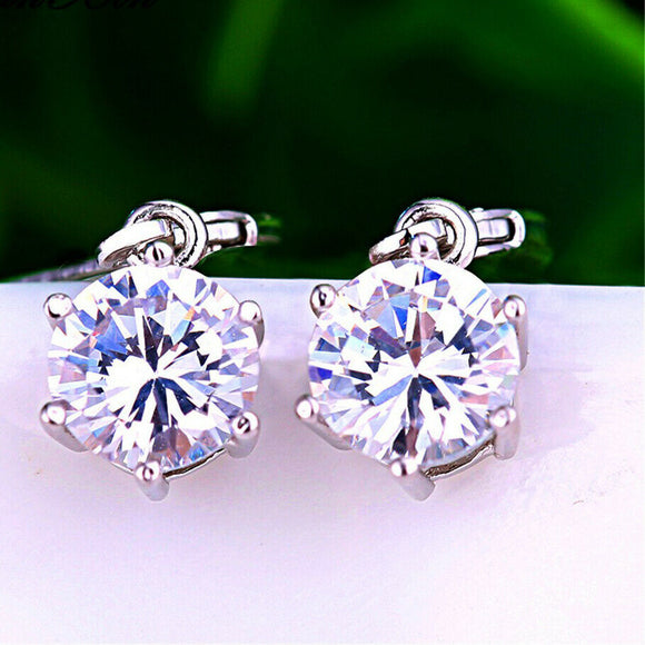 1.2ct Round Cut VVS1D Diamond Lever Back Drop Earrings 14k White Gold Finish