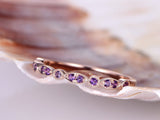 1.3ct Round Purple Amethyst Half Eternity Wedding Band Ring 18k Rose Gold Finish