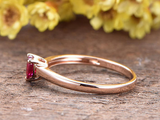 0.4ct Heart Cut Pink Ruby Engagement Ring Solitaire Promise 14k Rose Gold Finish