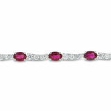 15ct Oval Cut Pink Ruby Vintage Inspired Tennis Bracelet 14k White Gold Finish